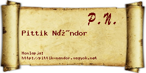 Pittik Nándor névjegykártya